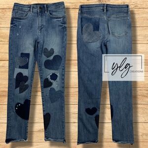 Gap Jeans Jeggings Heart Applique Patched Distressed Denim Girls 12